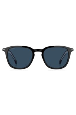 Black-acetate sunglasses with silver-tone trims, Black