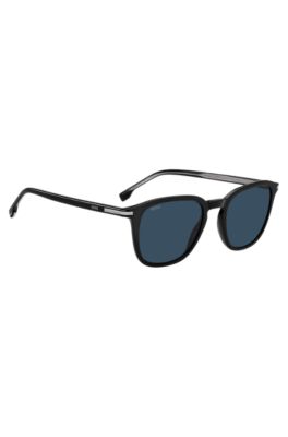 Black-acetate sunglasses with silver-tone trims, Black