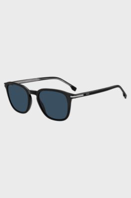 Black-acetate sunglasses with silver-tone trims, Black