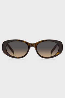 Occhiali da sole in acetato tartarugato con monogramma Double B, Marrone