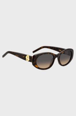 Tortoiseshell-acetate sunglasses with Double B monogram, Brown