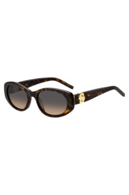 Tortoiseshell-acetate sunglasses with Double B monogram, Brown