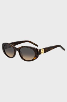 Tortoiseshell-acetate sunglasses with Double B monogram, Brown