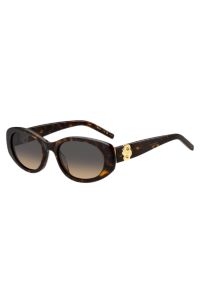 Zonnebril van acetaat met tortoiseshell-dessin en Double B-monogram, Bruin