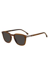 Patterned-acetate sunglasses with temple stripe, Brown