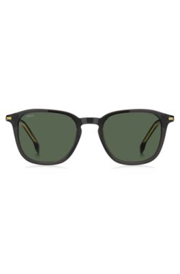 Black-acetate sunglasses with gold-tone trims, Grey