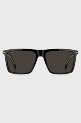 Black-acetate sunglasses with gold-tone trims, Black