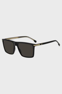 Black-acetate sunglasses with gold-tone trims, Black