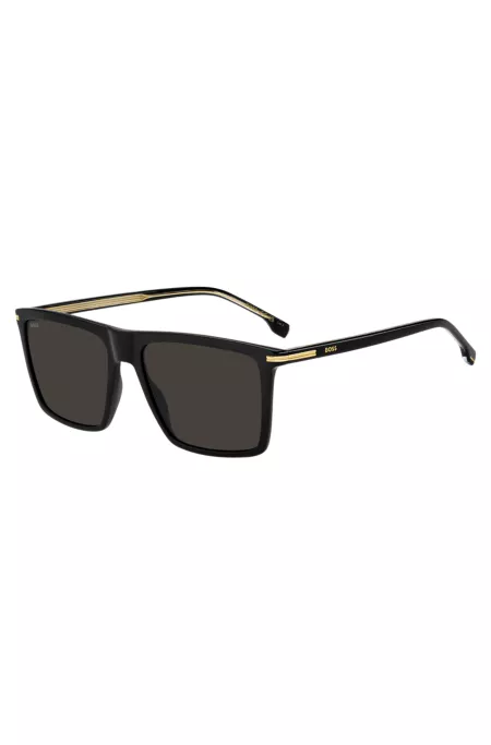 Black-acetate sunglasses with gold-tone trims