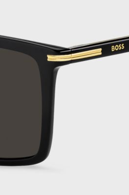 Black-acetate sunglasses with gold-tone trims, Black