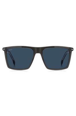 Black-acetate sunglasses with temple stripe, Dark Grey