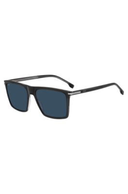Black-acetate sunglasses with temple stripe, Dark Grey