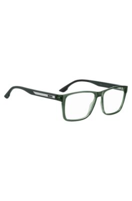 Transparent-green optical frames with logo plaque, Green