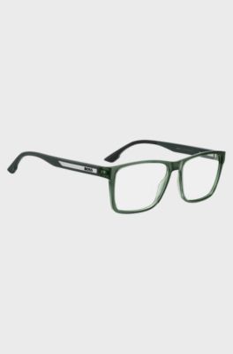 Transparent-green optical frames with logo plaque, Green