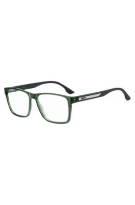 Transparent-green optical frames with logo plaque, Green