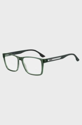 Transparent-green optical frames with logo plaque, Green