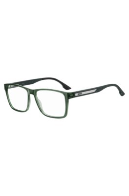 Transparent-green optical frames with logo plaque