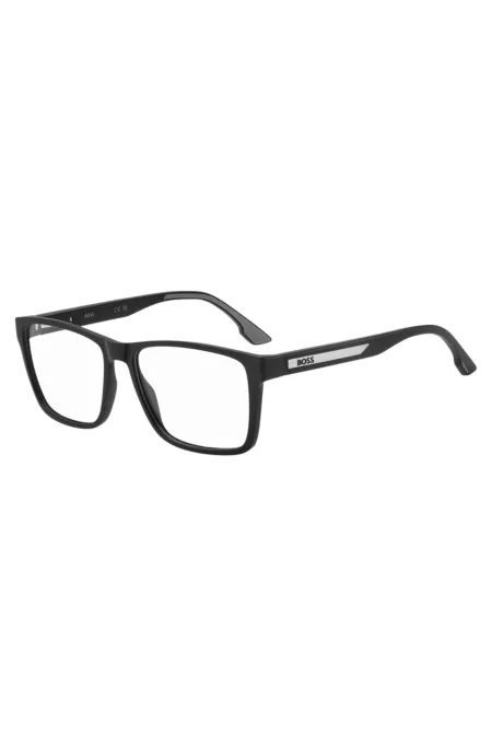 Monture optique noire mate avec plaque logo