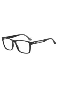 Matte-black optical frames with logo plaque, Black