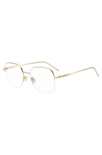 Half-rim gold-tone optical frames with embossed logo, Gold tone
