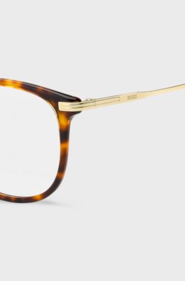 Optisch montuur van havana-acetaat met goudkleurige pootjes, Bruin
