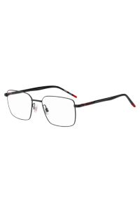 Montura para gafas graduadas en metal negro con patillas tubulares, Negro
