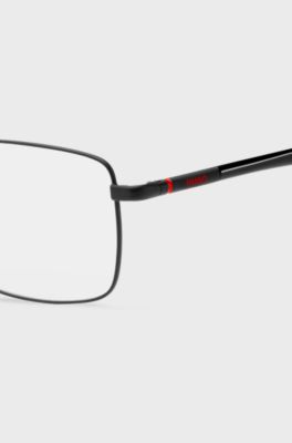 Black-metal optical frames with tubular temples, Black