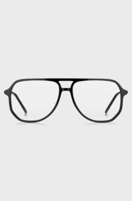 Black-acetate optical frames with tubular temples, Black