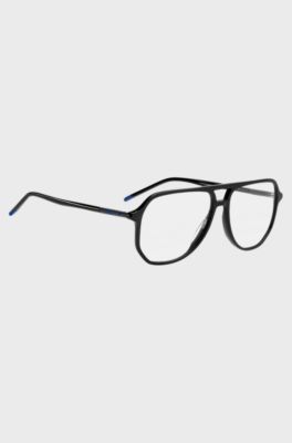 Black-acetate optical frames with tubular temples, Black