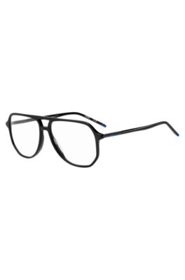 Black-acetate optical frames with tubular temples, Black