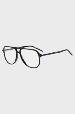 Black-acetate optical frames with tubular temples, Black
