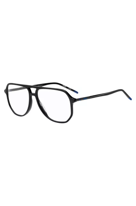 Black-acetate optical frames with tubular temples