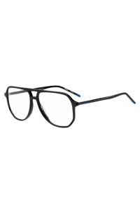 Montura para gafas graduadas en acetato negro con patillas tubulares, Negro