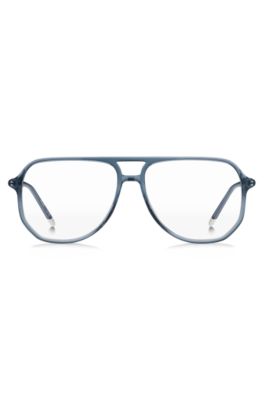 Blue-acetate optical frames with tubular temples, Blue