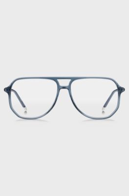 Blue-acetate optical frames with tubular temples, Blue