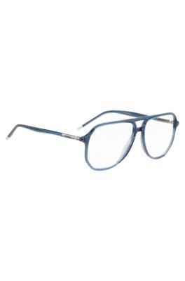 Blue-acetate optical frames with tubular temples, Blue