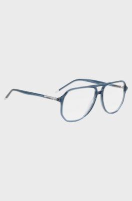 Blue-acetate optical frames with tubular temples, Blue