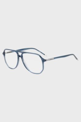 Occhiali da vista in acetato blu con aste tubolari, Blu