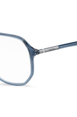 Blue-acetate optical frames with tubular temples, Blue