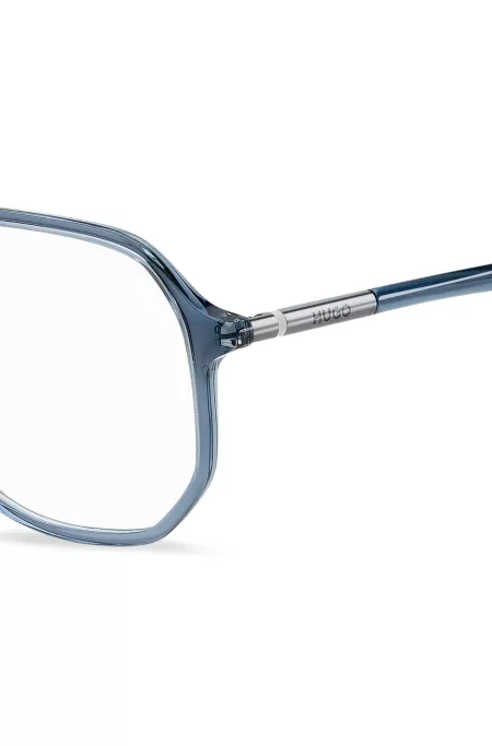 Monture optique en acétate bleu avec branches tubulaires