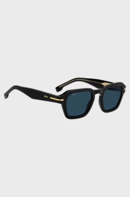 Black-acetate sunglasses with gold-tone trims, Black