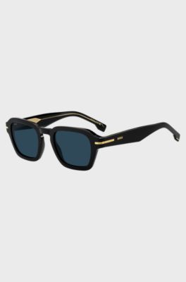 Black-acetate sunglasses with gold-tone trims, Black