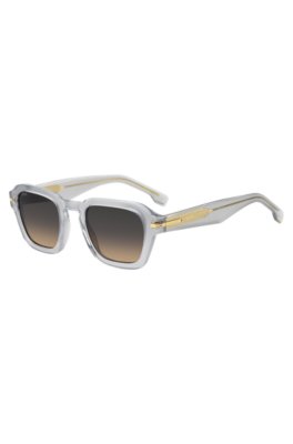 Clear-acetate sunglasses with temple stripe