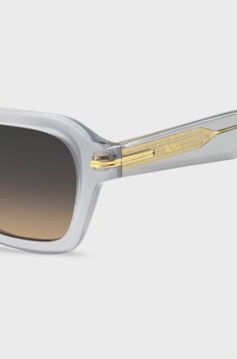 Gafas de sol de acetato transparente con rayas en las patillas, Gris claro