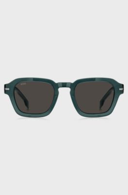 Green-acetate sunglasses with temple logo, Assorted-Pre-Pack