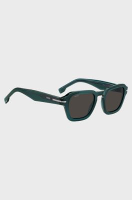 Green-acetate sunglasses with temple logo, Assorted-Pre-Pack