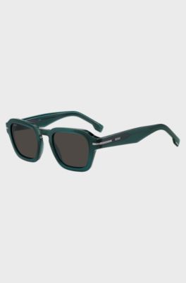 Green-acetate sunglasses with temple logo, Assorted-Pre-Pack