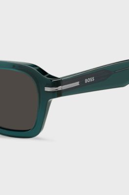Green-acetate sunglasses with temple logo, Assorted-Pre-Pack