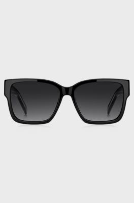 Occhiali da sole in acetato nero con monogramma Double B, Nero