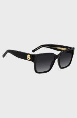 Solglas&ouml;gon i svart acetat med Double B-monogram, Svart
